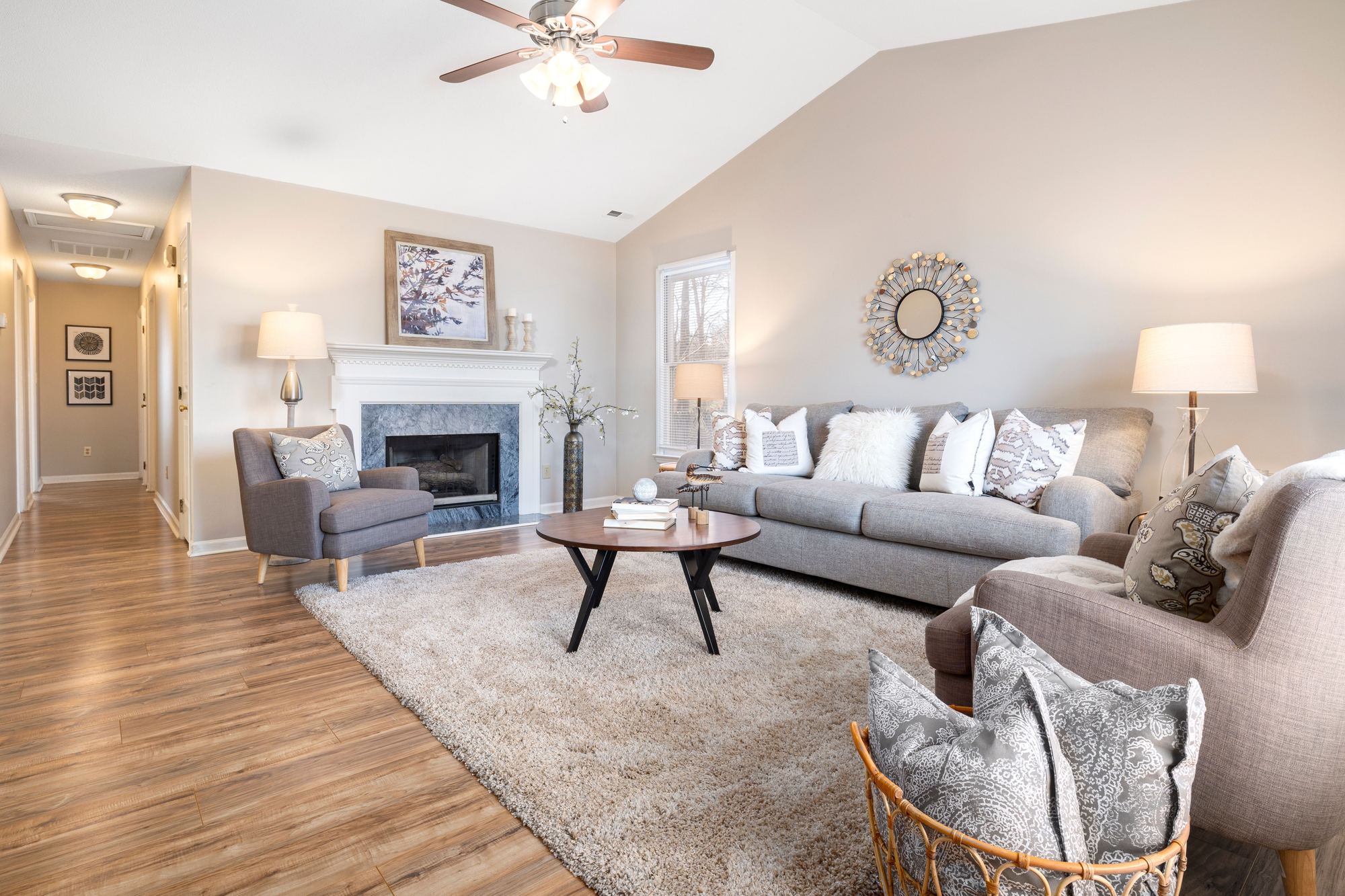 Rustic living room with oriental rug
