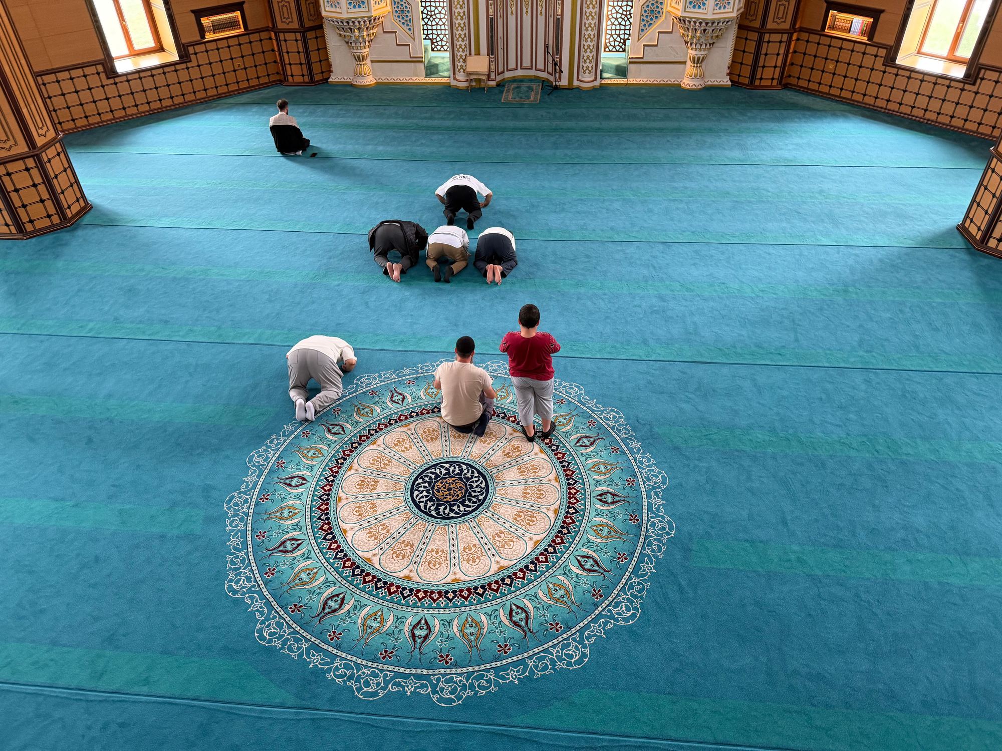 Mosque interior with prayer carpet
