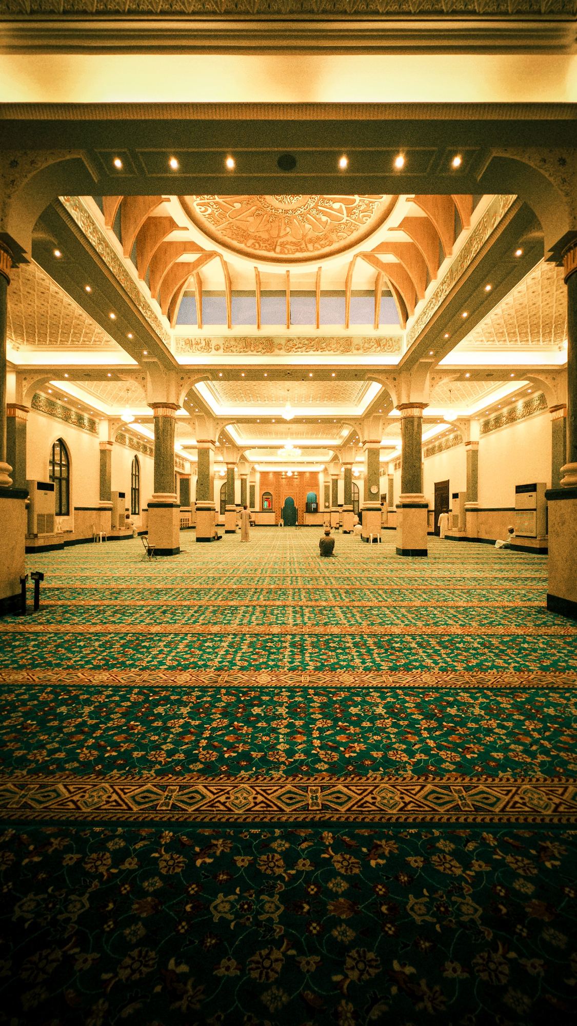 Indian Masjid Carpet installation — mosque prayer hall